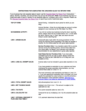 Areawide Sales Tax Return Form