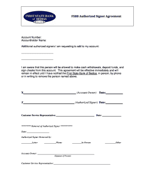 FSBB Authorized Signer Agreement