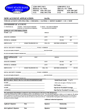 New Account Application
