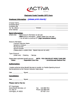 Electronic Funds Transfer Authorization Form