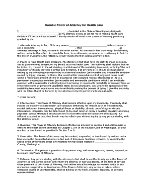 Durable Power of Attorney for Health Care