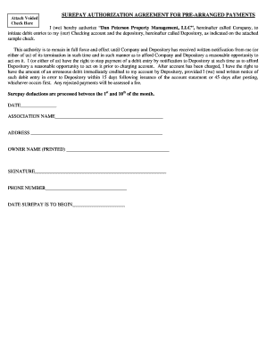 SurePay Authorization Agreement for Pre-Arranged Payments