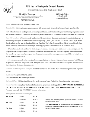 AYS School Age Program Registration Form