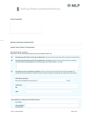 Auftrag Änderung Bankverbindung