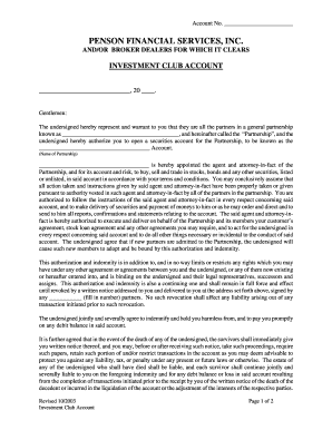 Investment Club Account Authorization