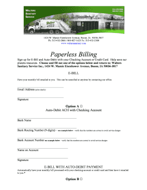 Paperless Billing Enrollment Form