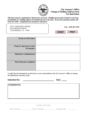 City Assessor’s Office Change of Mailing Address Form