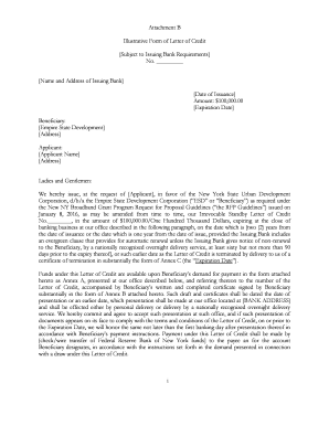 Illustrative Form of Letter of Credit
