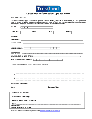 Customer Information Update Form
