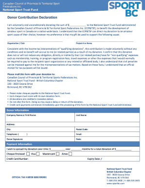 Canadian Donor Contribution Declaration