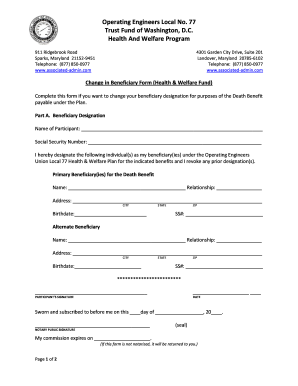 Change in Beneficiary Form