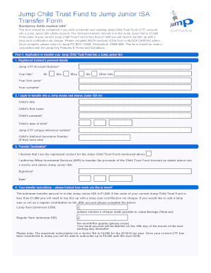 Jump Child Trust Fund to Junior ISA Transfer Form
