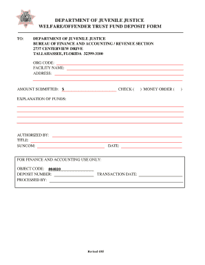 Welfare/Offender Trust Fund Deposit Form