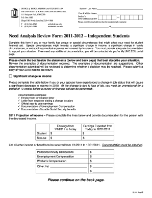 Need Analysis Review Form 2011-2012 – Independent Students