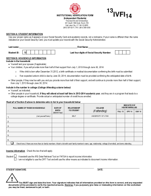 Institutional Verification Form IVFI14