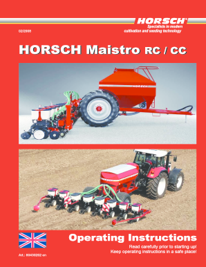 HORSCH Maistro RC/CC Operating Instructions