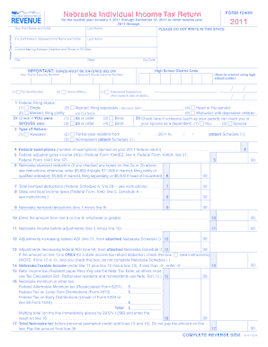 Nebraska Individual Income Tax Return Form 1040N