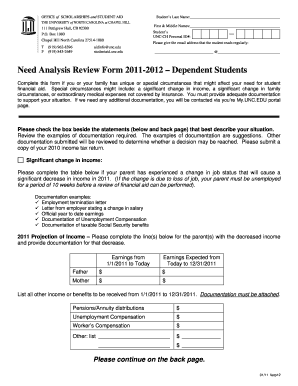 Need Analysis Review Form 2011-2012