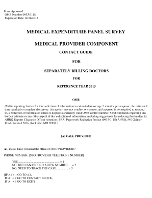 Medical Expenditure Panel Survey Provider Contact Guide