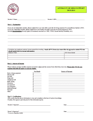 Affidavit of Self-Support