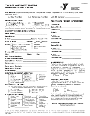 YMCA Membership Application