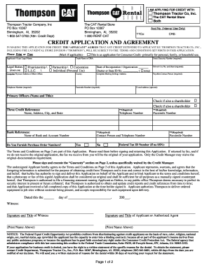 Thompson Tractor Credit Application