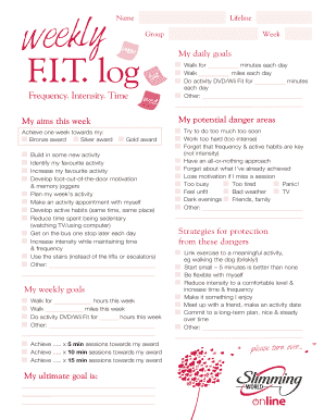 F.I.T. Weekly Activity Log