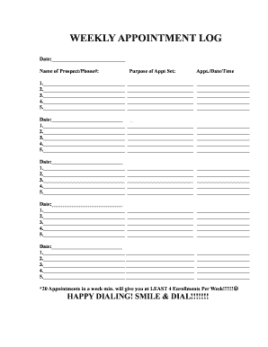 Weekly Appointment Log