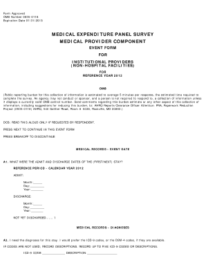 Medical Expenditure Panel Survey Event Form
