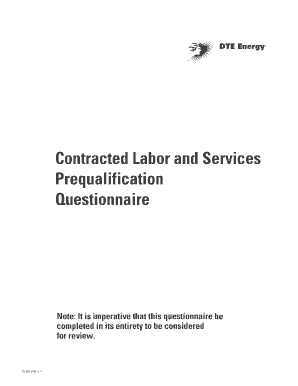 Contracted Labor and Services Prequalification Questionnaire