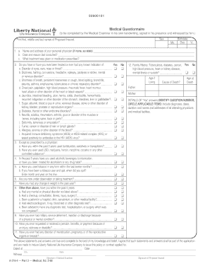 Medical Questionnaire and Examiner's Report