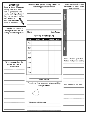 Weekly Reading Log