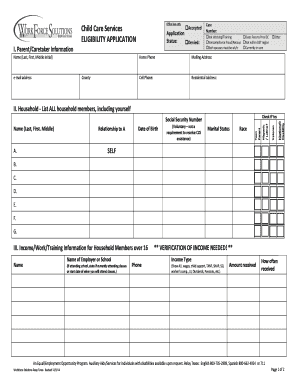 Child Care Services Eligibility Application