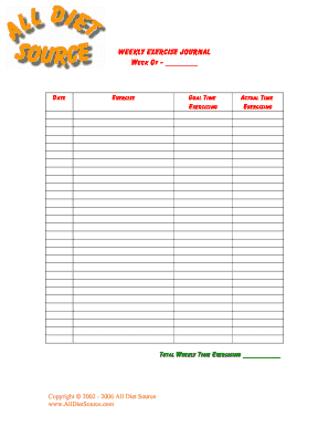 Weekly Exercise Journal