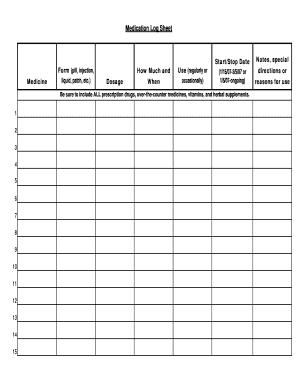 Medication Log Sheet