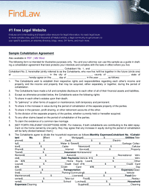 Sample Cohabitation Agreement