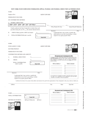 New York State Employee SEFA Pledge and Payroll Deduction Authorization