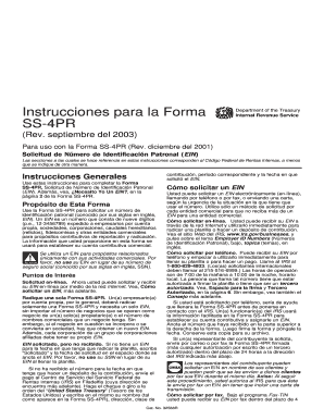 Instrucciones para la Forma SS-4PR