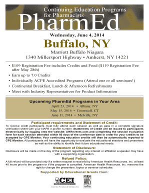 Pharmacy Continuing Education Registration Form