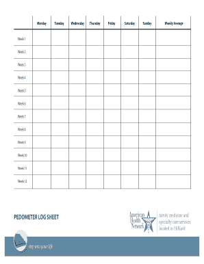 Pedometer Log Sheet