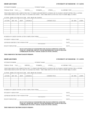 University of Missouri-St. Louis Drop/Add Form