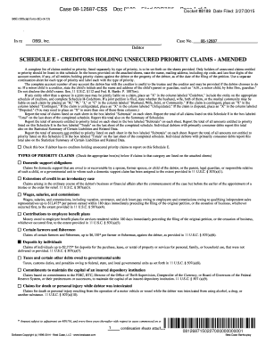 Schedule E - Creditors Holding Unsecured Priority Claims
