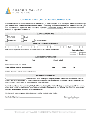 Credit Card Debit Card Charge Authorization Form