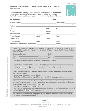 Permission Slip and Medical Consent Form