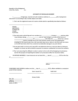Affidavit of Vehicular Accident