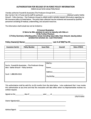 Authorization for Release of In-Force Policy Information