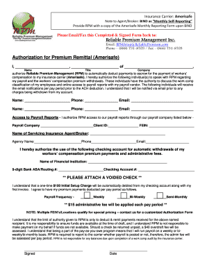 Authorization for Premium Remittal