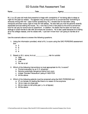 Suicide Risk Assessment Form