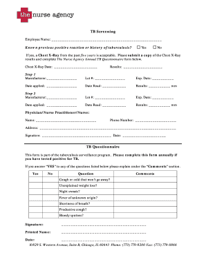 Tuberculosis Screening Form