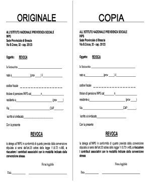 Modulo di revoca della delega INPS